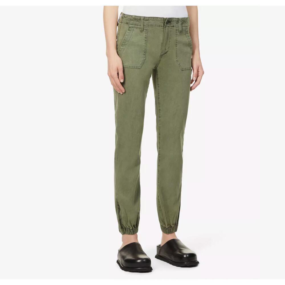 PAIGE Mayslie high-rise woven jogging jeans in vintage ivy green sz 32